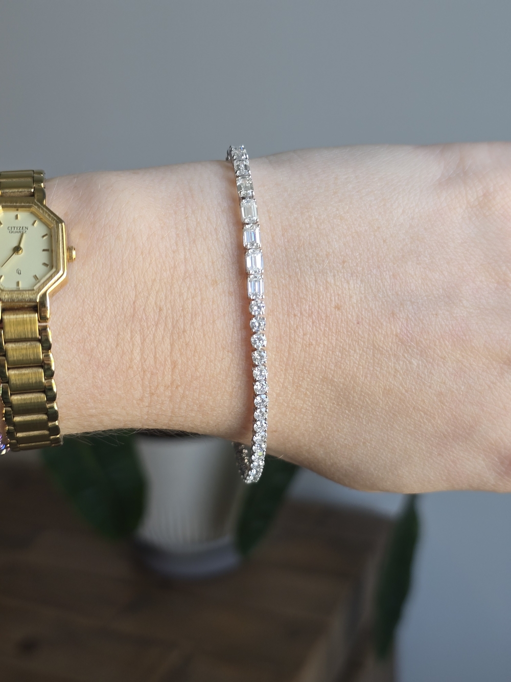 14k White Gold 8.77ct Lab Diamond Bracelet